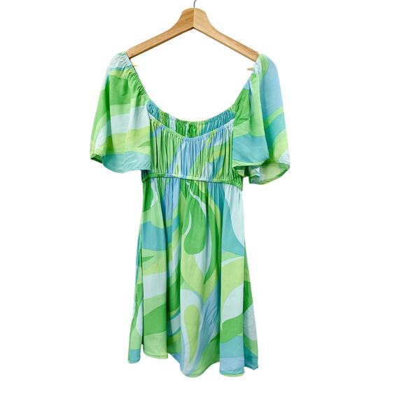Sabo Skirt Blue & Green Swirl Mini Dress - Picture 1 of 3